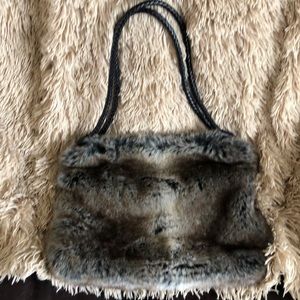 Fabulous Faux Fur & Black Faux Leather Bag - Exceptional Condition!